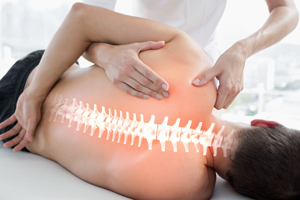 Osteopathy highlighted spine